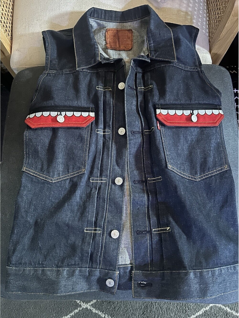 Levi's x KAWS x OG F Denim Vest Red Teeth - Pocket Embossed